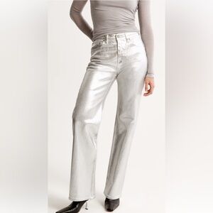 Woman’s Abercrombie Silver Vegan leather jeans